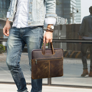 Maletín de Cuero Crazy Horse de Gran Capacidad para Hombre, Maletín de Cuero Genuino para Negocios y Oficina - Product Image 2
