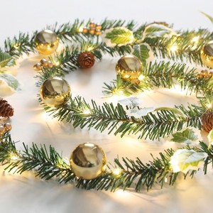 2.6m màu xanh lá cây PVC giáng sinh Vòng hoa Led mây biểu ngữ Vòng hoa trang trí nhân tạo Xmas cây nhắm mục tiêu cho mùa lễ hội - Product Image 4