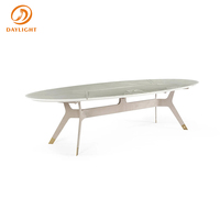 Ensemble de table à manger en marbre de style européen de luxe, table à manger et chaises modernes avec base en acier inoxydable
