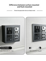 Caja de Información Multimedia de Acero Inoxidable para Montaje en Superficie, Placa de Montaje Tipo 86 para Audio-Video en Pared o Escritorio, Estilo D