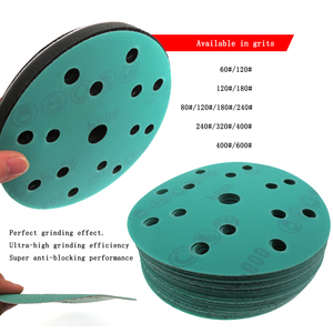 6 pouces 150mm 15 trous 60-2000 grains crochet et boucle vert PET Film disque abrasif papier abrasif pour peinture de voiture élimination de la rouille polissage - Product Image 3