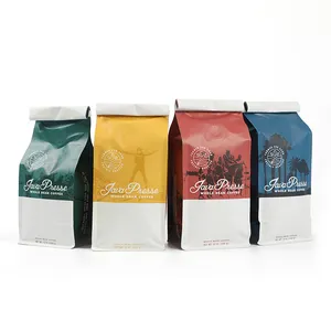 Bolsas de embalaje de granos de café de fondo plano con válvula y cremallera, 250g, 500g, 1000g, 2kg, personalizado, sello de ocho lados