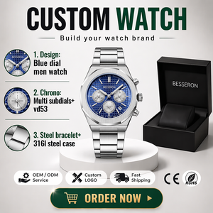 Fabricante de Relojes de Lujo Personalizados, OEM ODM, Logotipo, Acero Inoxidable, Cuarzo, Cronógrafo, Reloj de Hombre a Prueba de Agua - Product Image 1