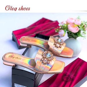 Olegshoes da donna <span class=keywords><strong>sandali</strong></span> piatti Comfort estivi Open Toe Slingback elastico Slip Casual da passeggio <span class=keywords><strong>con</strong></span> strass - Product Image 2