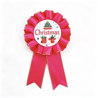Broche en ruban de satin pour fête de Noël, nœud rose, bouton, épinglette, accessoires pour fille, joyeux anniversaire, broche en organza, rubans, logo