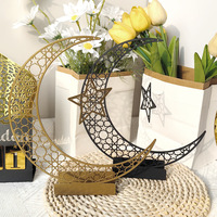 Décoration moderne de luxe en métal 3D en forme de croissant de lune, décoration de la maison pour le Ramadan Mubarak, vaisselle de fête musulmane