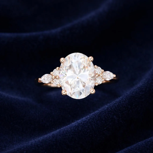 Bague en Moissanite de qualité supérieure, taille ovale, sertie en grappe avec monture invisible, bijoux de luxe pour mariée et anniversaire - Product Image 1