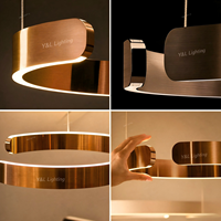 Luminaire suspendu LED circulaire moderne en aluminium doré brossé, à anneau ouvert, dimmable, pour salle à manger et salon