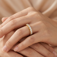 Bague de mariage personnalisée en or massif 14 carats avec diamant Moissanite couleur GRA D, Bijoux en or, Bague en or
