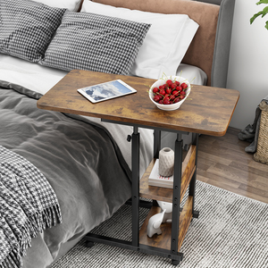 Table d'appoint portable en forme de C de 32 pouces à hauteur réglable avec table d'extrémité Table de canapé à roulettes pour ordinateur portable mobile avec roues - Product Image 3