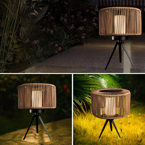 Đèn năng lượng mặt trời ngoài trời bằng mây nhựa, đèn LED năng lượng mặt trời trang trí sân vườn, hiên nhà, ban công, đèn thả hiện đại kiểu mây đan - Product Image 4