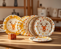 Assiettes en papier jetables multicolores de style chinois à grandes fleurs, 230 g/m², 17,5 cm, avec logo personnalisé moderne