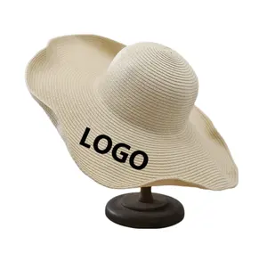 Spring Summer Customizable Multi Colored Straw Hat Embroidery Large Roll Up Brim for Men Women Travel