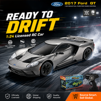 Coche de Derrape RC Ford a Escala 1:24 de Alta Velocidad, Control Remoto de 2.4 GHz, Luces LED, Neumáticos de Derrape para Diversión en Interiores y Exteriores, Regalo para Niños