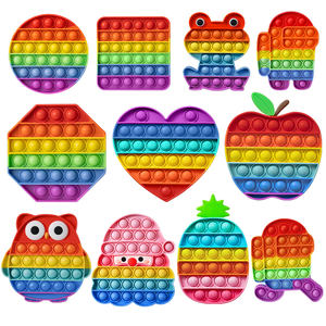 レインボーシリコン感覚減圧玩具プッシュバブルFidgetスクイーズポッパーストレスリリーバーポップフィンガー付きプロモーション製品 - Product Image 2