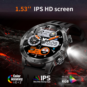 Ngoài trời ak92 thông minh xem 1.53 "IPS câu trả lời cuộc gọi la bàn đèn pin IP68 không thấm nước 800mAh siêu dài sức khỏe người đàn ông thể thao đồng hồ - Product Image 4