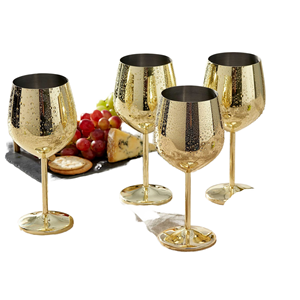 Calici da Vino Durevoli da 530ml, Flûte da Champagne in Acciaio Inox, <span class=keywords><strong>Bicchieri</strong></span> di Lusso per Vino Rosso <span class=keywords><strong>e</strong></span> Champagne Dorati per Hotel <span class=keywords><strong>e</strong></span> Matrimoni - Product Image 1