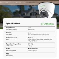 GR-RFX-M5V-K4 G.Craftsman Sistema de Cámara de Seguridad Tipo Domo de 5MP, Paquete de Kits NVR IP POE, Visión Nocturna Interior/Exterior, Precio Económico
