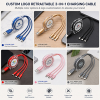 Câble de charge USB rétractable mini portable de 1 m avec logo personnalisé, promotion en gros, cadeau, charge rapide pour Android et iPhone type C