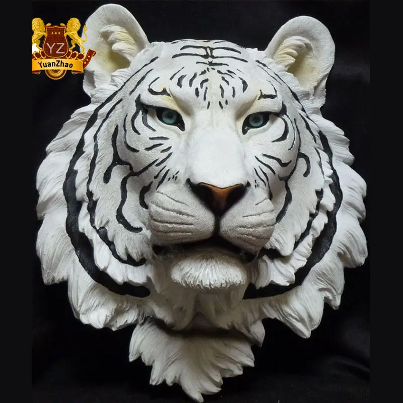 Figura de resina de tigre blanco siberiano, figura de resina de gato de la jungla, mascota, escultura de fibra de vidrio