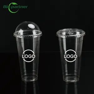 Fabriek Oem/Odm Food Grade 100% Biologisch Afbreekbare Eco-Vriendelijke Doorzichtige Beker Pla Plastic Koude Drank Sap Beker Wegwerp