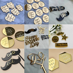 Topper para tarta del Día del Padre, buen papá, te amo, papá, espejo redondo, disco acrílico, decoración para cupcakes - Product Image 2
