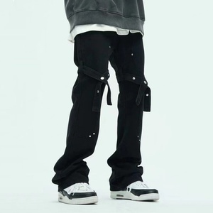 Pantalones Vaqueros de Mezclilla Personalizados de Fábrica para Hombre, Estilo Urbano, con Tachuelas, Pantalones Anchos, Pantalones Vaqueros de Campana Personalizados para Hombre - Product Image 3