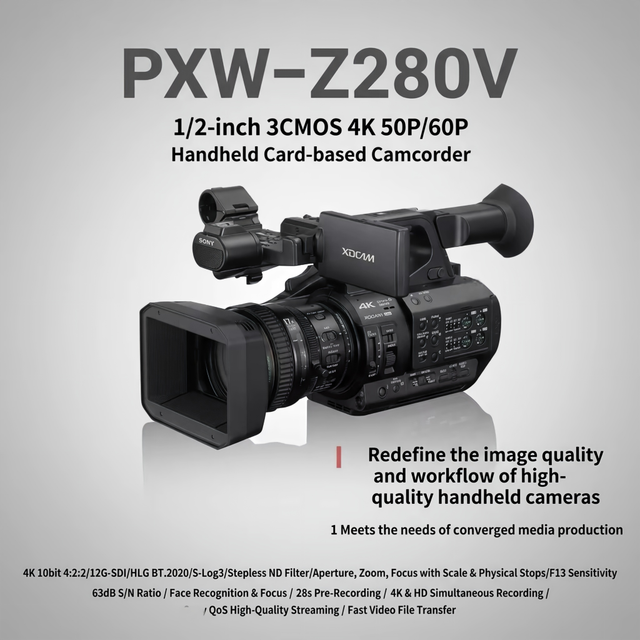 PXW-Z280V Handheld Memory Card Camcorder 4K HD Recording Meets Converged Media Production Needs