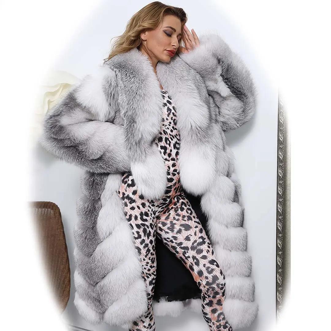 Y2K Janefur Fur Queen Collection Extra Elegant Custom OEM Service Logo Free Women Long Fox Fur Coat