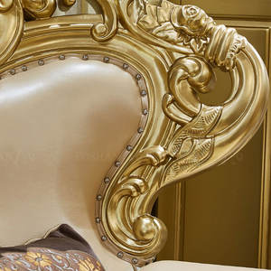 Set Sofa Mewah Gaya Italia, Sofa Eropa Kayu Klasik Mewah dengan Bantal - Product Image 4