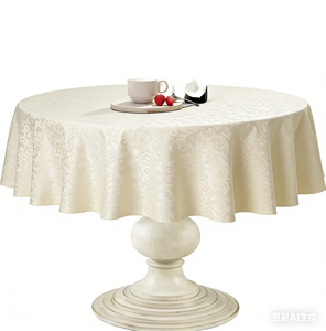 <span class=keywords><strong>Nappe</strong></span> Ronde Blanche Élégante en Polyester, <span class=keywords><strong>Nappe</strong></span> Ajustée Dorée Haut de Gamme pour Mariage et Banquet (Vente en Gros) - Product Image 1
