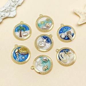 Yaz plaj tema emaye Ally <span class=keywords><strong>Charms</strong></span> kolye kadın bilezik kolye DIY takı yapımı için uğurlu takı malzemeleri, 28x25mm - Product Image 3