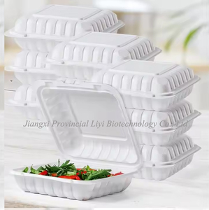 LIYI 8X8 9x9 Contenedor de Alimentos Biodegradable Apto para Microondas, Desechable, de MFPP, para Llevar, Tipo Concha, con Tapa - Product Image 5