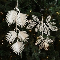 Feuilles de fougère artificielles transfrontalières, feuilles dorées, paillettes dorées, poudre adhésive, branches décoratives pour arbres de Noël