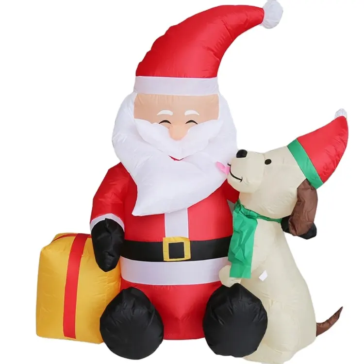 new year Inflatable Christmas Man 4.5 Feet Outdoor Inflatable Christmas old man Decoration Inflatable Santa Claus man With Dog