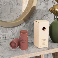 Baume à lèvres biodégradable rouge à lèvres Push up Kraft carton déodorant cylindre cosmétiques soins de la peau Tube avec emballage en boîte de papier