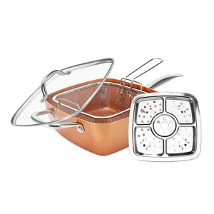 4-teiliges Set Chef Kochgeschirr Antihaft pfanne Deep Square Pan Fry Basket