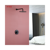 Robinet de douche à disque en céramique à poignée unique de style européen en laiton poli encastré 3 fonctions jet de pluie dissimulé ensemble d'hôtel bon marché