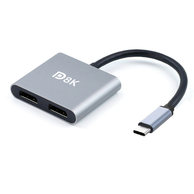 2 in 1 Docking Station With 2 Dual 8K DP USB C Dock USB-C Type C to Dual Dp Adapter Supports 3840x 2160 for Laptops