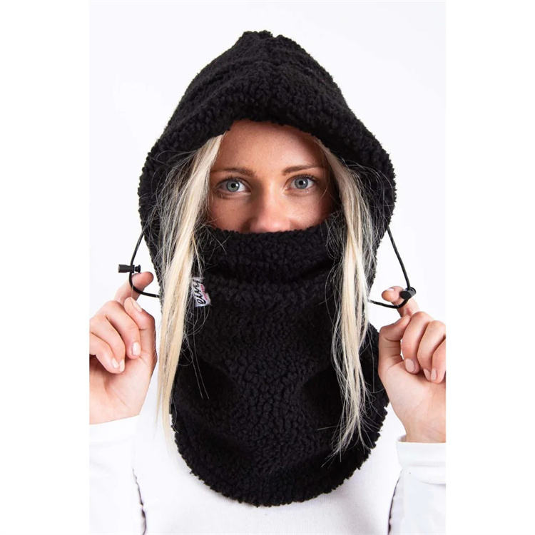 Custom logo Unisex Sherpa Fleece Balaclava Winter Outdoor Black Sherpa  Balaclava Hoodie