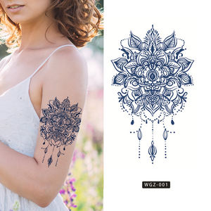 Pegatinas <span class=keywords><strong>de</strong></span> tatuaje temporal a base <span class=keywords><strong>de</strong></span> hierbas con flores mariposas vegetarianas personalizadas, impermeables, duraderas, semipermanentes, para hombres y mujeres, papel hecho - Product Image 4