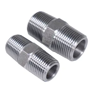 DN25 DN50 DN20 A105 304 316 NPT Pezón de acero inoxidable al carbono roscado hexagonal/hexagonal forjado galvanizado