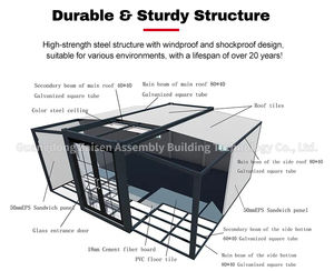 Maison conteneur de 20 pieds personnalisée petite maison extensible avec 2 chambres à coucher 1 salle de bain 1 <span class=keywords><strong>cuisine</strong></span> - Product Image 2