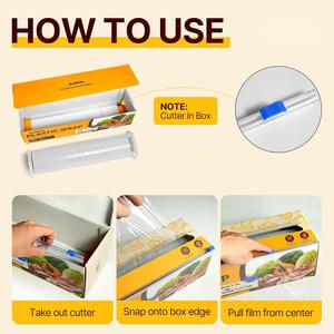 Film alimentaire en plastique avec coupeur coulissant amovible, rouleau de film transparent de qualité alimentaire, épais, résistant et durable - Product Image 4