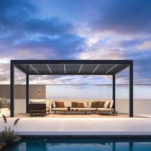 Pergola Extérieure Imperméable Au Soleil Électrique Auvent Bioclimatique Gazebo <span class=keywords><strong>Jardin</strong></span> Aluminium Motorisé Pavillon Toit à Lamelles - Product Image 1