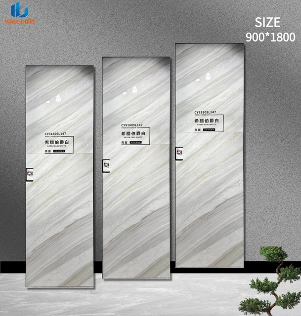 900x1800mm Full Body Glossy Porcelain Slab Marble Look Sintered Stone Panel for Swimming Pool Road Wall Cladding Hotel Villa