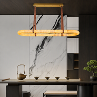 Lustre moderne en faux albâtre, luminaire suspendu LED en marbre naturel pour salle à manger, îlot de cuisine