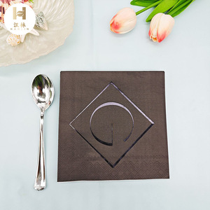 Printed Paper Napkins 33x33cm Three Layer Black Dyed High End For Wedding Hotels Restaurants - Product Image 1