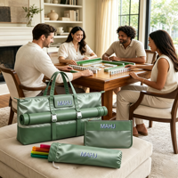 Sac de rangement pour tuiles de Mahjong 3-en-1 avec porte-tuiles, fermeture éclair étanche, grande capacité, sac de transport 25 pouces, porte-tapis, version américaine