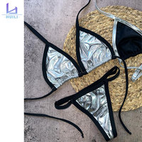 Nieuwe Mode Custom Hoge Kwaliteit Fabrikant Vrouwen Designer Luxe 2 Stuk Mode Glitter String Hoge Taille Bikini